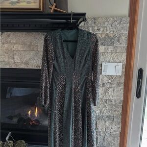 Chic Long Sleeve Floral Midi Dress